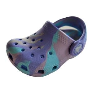 Crocs Classic Marbled Clog Toddler C4 Purple Blue Aqua Tie Dye Kids Shoes NEW